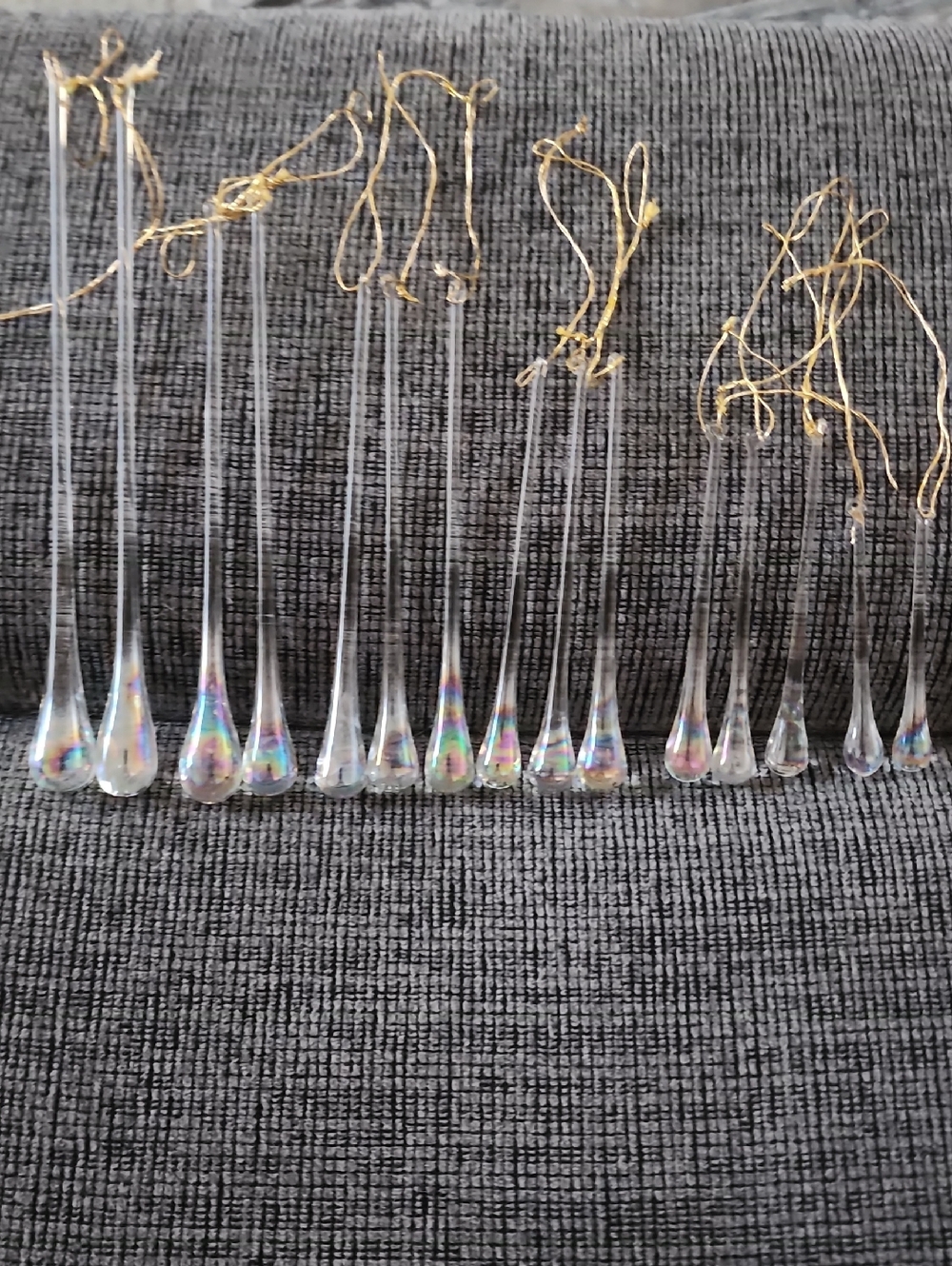 Iridescent Glass Raindrop Holiday Vintage Ornaments